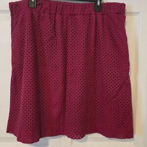 Raspberry pink skirt with elastic waist and pockets, size 1X